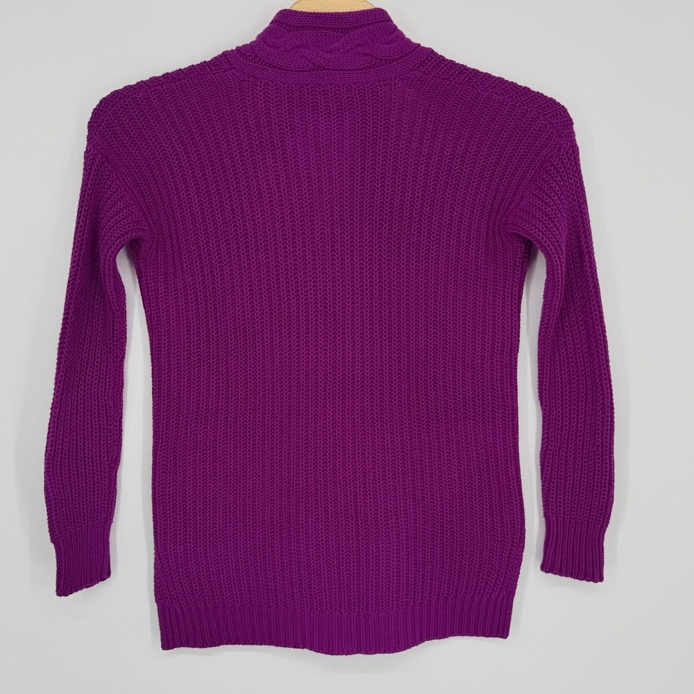 Ralph Lauren Sweater Women XS Purple V-Neck Cable Knit Shawl Pullover Fall Prep - Picture 5 of 10